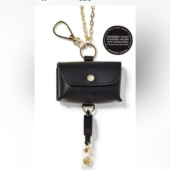 Bath & Body Works Black pouch Wearable ID Keyring Lanyard Pocketbac Holder chain - Picture 1 of 4
